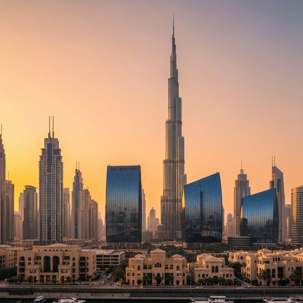 Dubai skyline representing our UAE headquarters and global reach